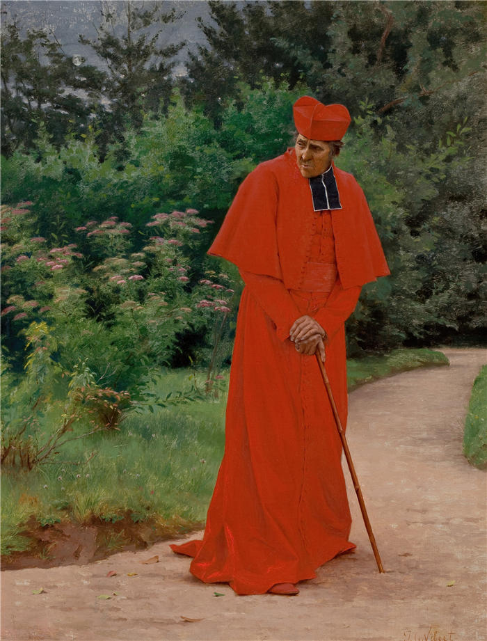 杰汉·乔治·维伯特（Jehan Georges Vibert ，法国画家）高清作品-《红衣主教 (1)》