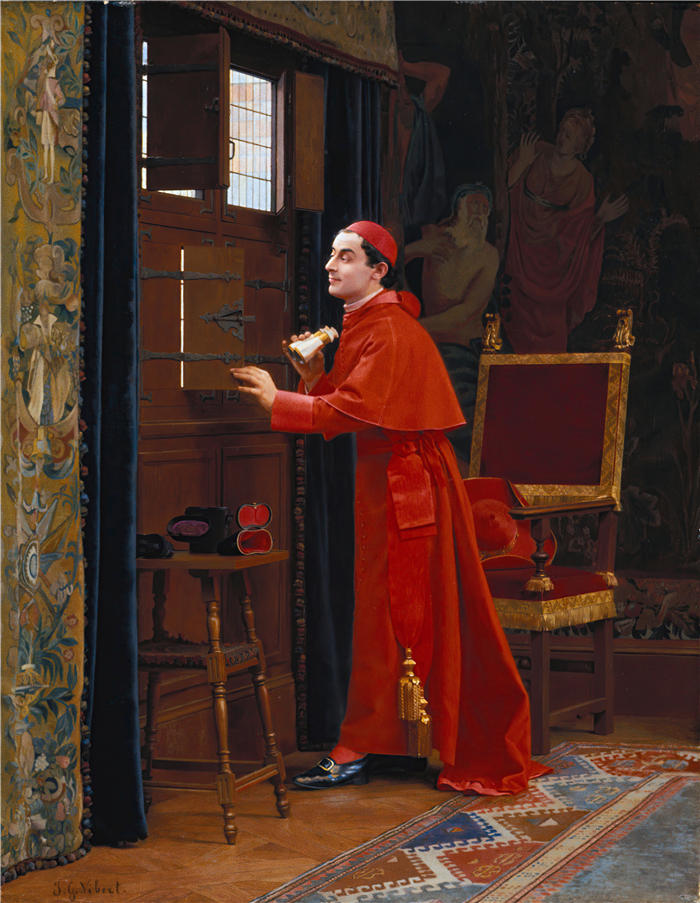 杰汉·乔治·维伯特（Jehan Georges Vibert ，法国画家）高清作品-《观点（19 世纪）》