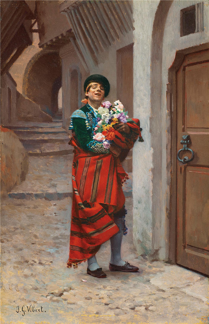 杰汉·乔治·维伯特（Jehan Georges Vibert ，法国画家）高清作品-《西班牙斗牛士与鲜花》