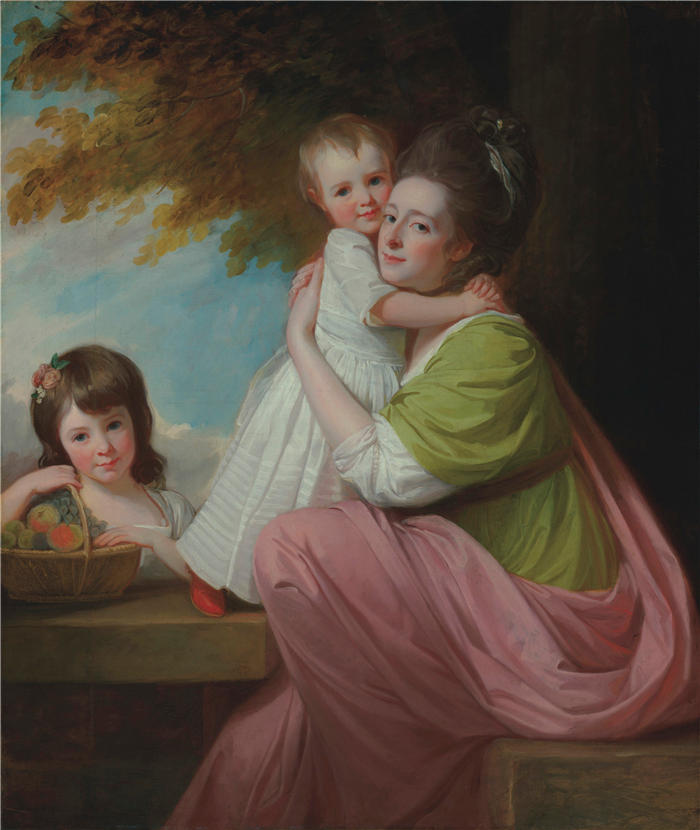 乔治·罗姆尼（George Romney，英国画家）高清作品-《多萝西马厩和她的女儿哈里特和玛丽亚》