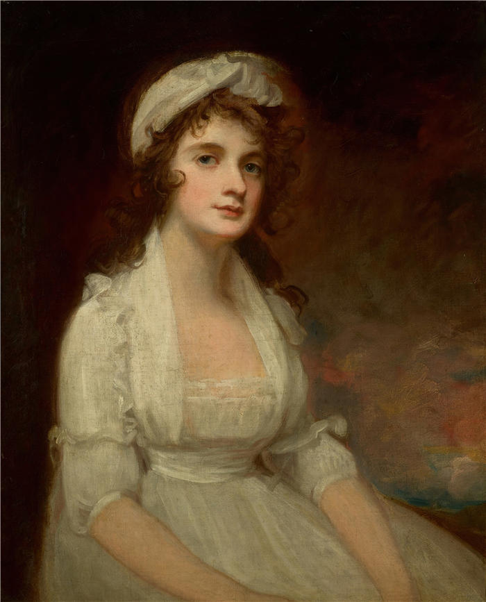 乔治·罗姆尼（George Romney，英国画家）高清作品-《伊丽莎白·泰格小姐 (1774 -1857) 的肖像》