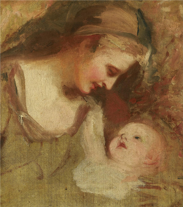 乔治·罗姆尼（George Romney，英国画家）高清作品-《母亲和孩子的素描》