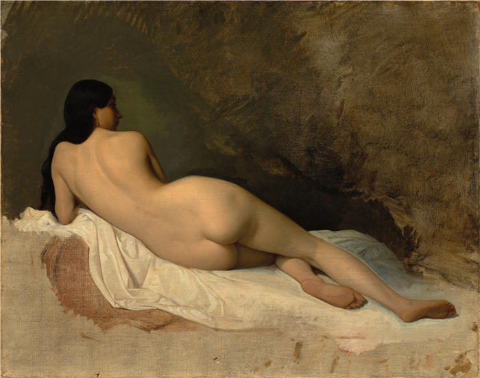 伊西多尔·皮尔斯（Isidore Pils，法国画家）高清作品-斜倚裸体的研究（约 1841 年）