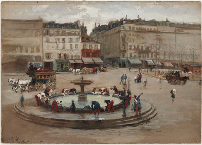 伊西多尔·皮尔斯（Isidore Pils，法国画家）高清作品-拉莱辛，皮加尔广场，1871年3月。（1871年）
