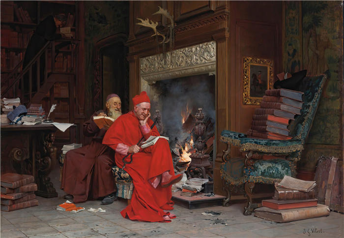 杰汉·乔治·维伯特(Jehan Georges Vibert ,法国画家)高清作品-《道德书籍委员会》