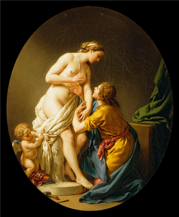 路易斯-让-弗朗索瓦·拉格尼（Louis-Jean-François Lagrenée，法国画家）高清油画作品-《皮格马利翁和加拉泰亚 (1781)》