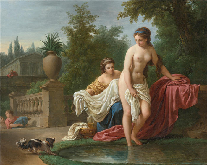 路易斯-让-弗朗索瓦·拉格尼（Louis-Jean-François Lagrenée，法国画家）高清油画作品-《大卫和拔示巴 (1770)》