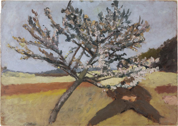 保拉·莫德松-贝克尔（Paula Modersohn-Becker，德国画家）高清油画作品-《躺在开花的树下的人（1903 年）》