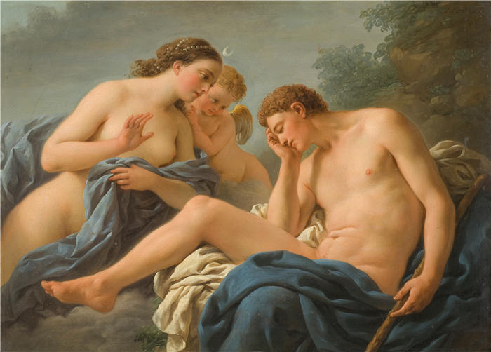 路易斯-让-弗朗索瓦·拉格尼（Louis-Jean-François Lagrenée，法国画家）高清油画作品-《戴安娜和恩底弥翁 (1768)》