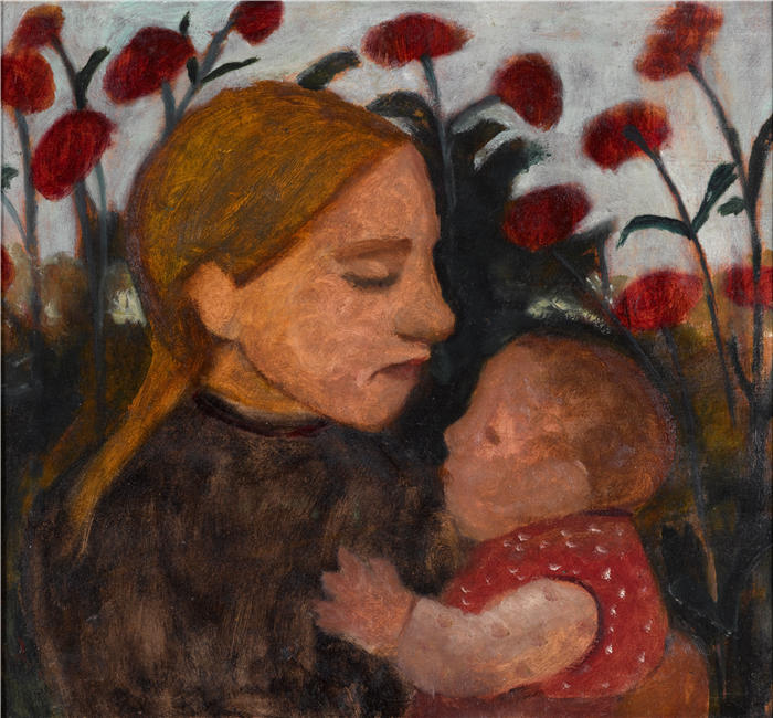 保拉·莫德松-贝克尔（Paula Modersohn-Becker，德国画家）高清油画作品-《有孩子的女孩》