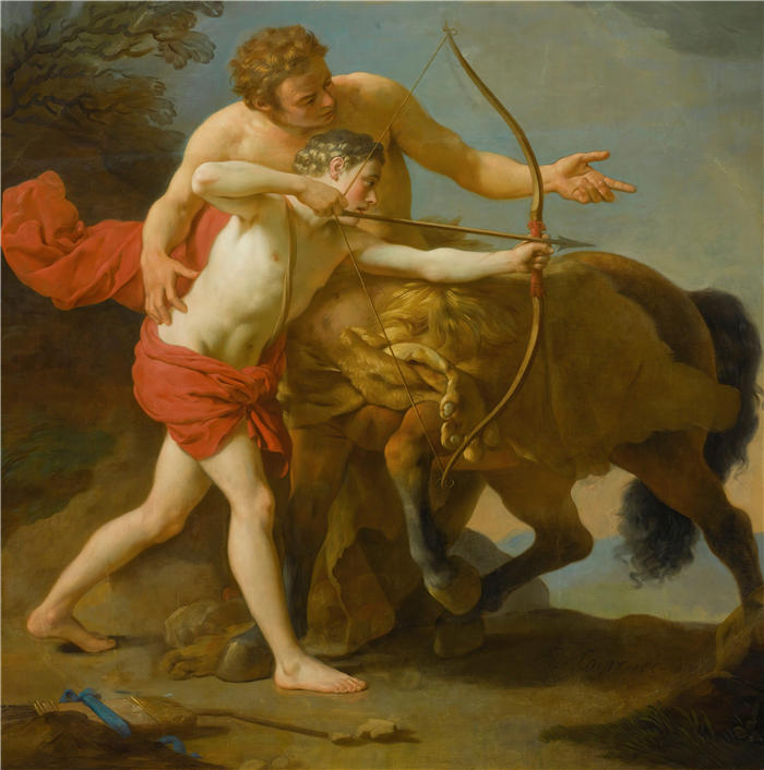 路易斯-让-弗朗索瓦·拉格尼（Louis-Jean-François Lagrenée，法国画家）高清油画作品-《指示阿喀琉斯的半人马座凯龙》