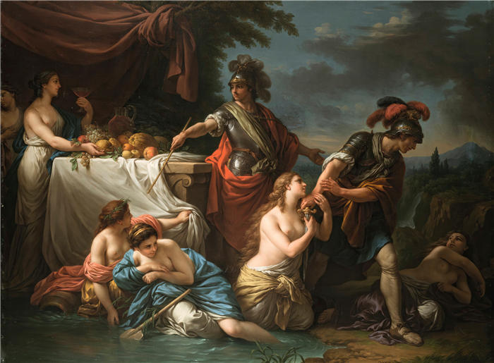 路易斯-让-弗朗索瓦·拉格尼（Louis-Jean-François Lagrenée，法国画家）高清油画作品-《乌巴德与丹麦骑士（1785）》