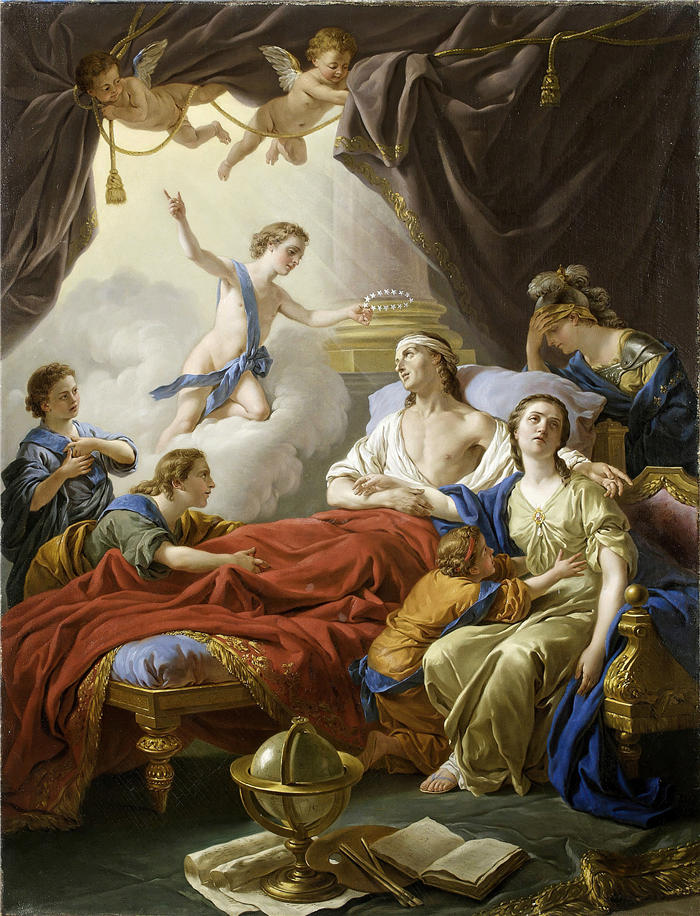 路易斯-让-弗朗索瓦·拉格尼（Louis-Jean-François Lagrenée，法国画家）高清油画作品-《太子之死的寓言（1765）》