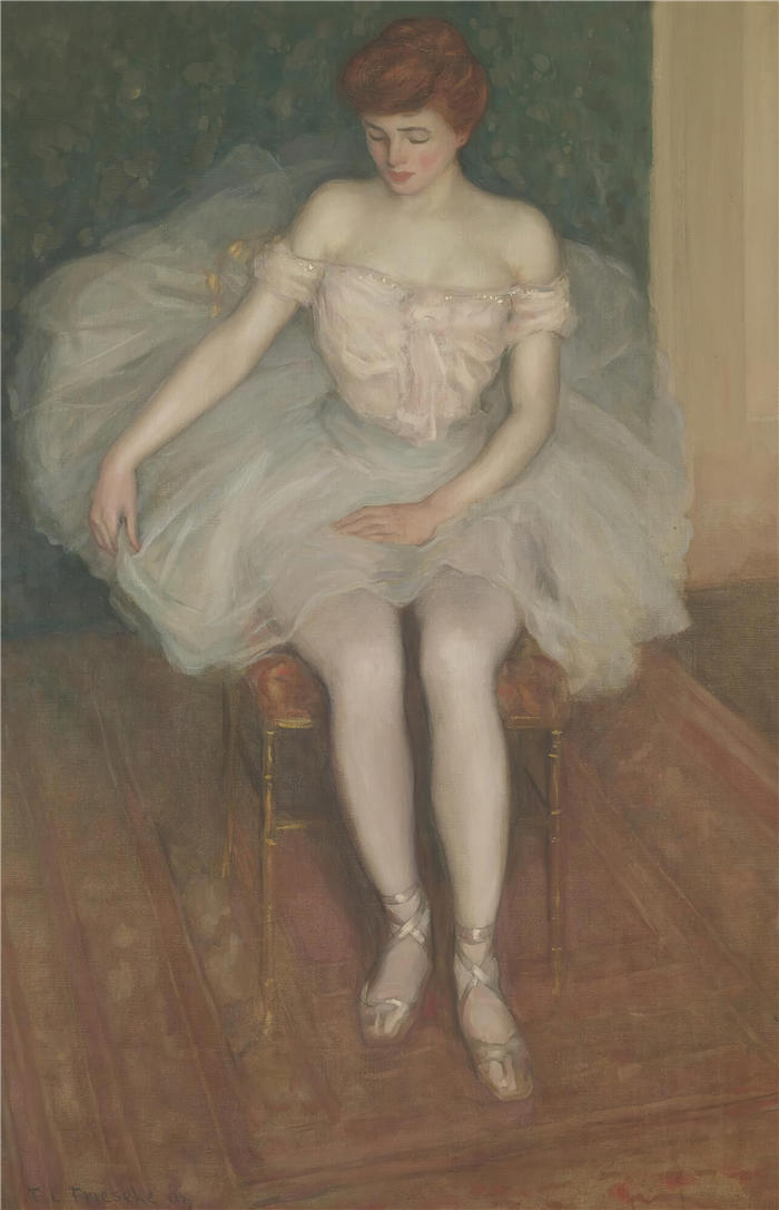 弗雷德里克·卡尔·弗里塞克（Frederick Carl Frieseke，美国画家）高清作品-《芭蕾舞女演员 (1904)》