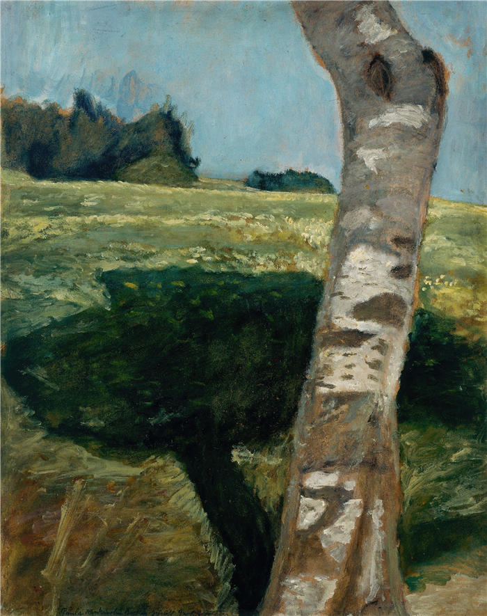 保拉·莫德松-贝克尔（Paula Modersohn-Becker，德国画家）高清油画作品-《桦木树干（约 1902-1903 年）》