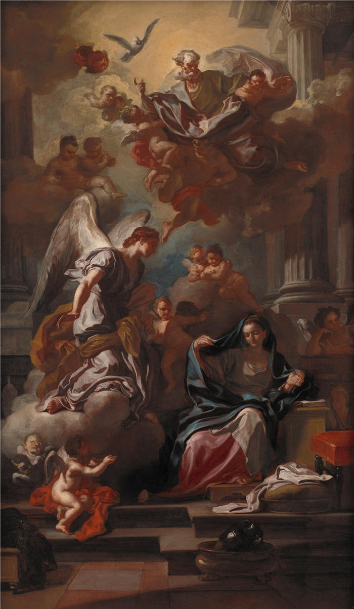 弗朗切斯科·索利梅纳 （ Francesco Solimena，意大利画家）高清作品-《天使报喜 (1671 - 1747)》