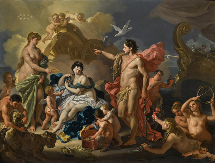 弗朗切斯科·索利梅纳 （ Francesco Solimena，意大利画家）高清作品-《巴克斯和阿里阿德涅》