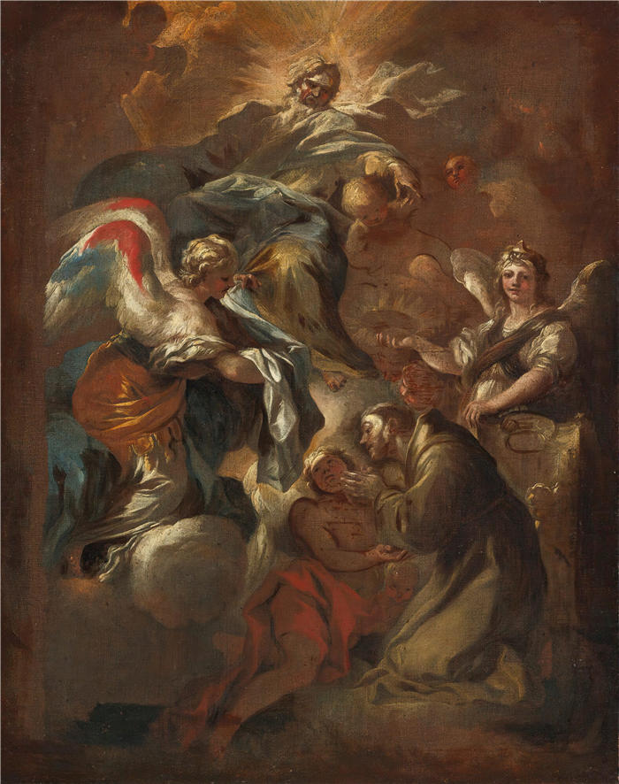 弗朗切斯科·索利梅纳 （ Francesco Solimena，意大利画家）高清作品-《圣弗朗西斯拒绝圣职》