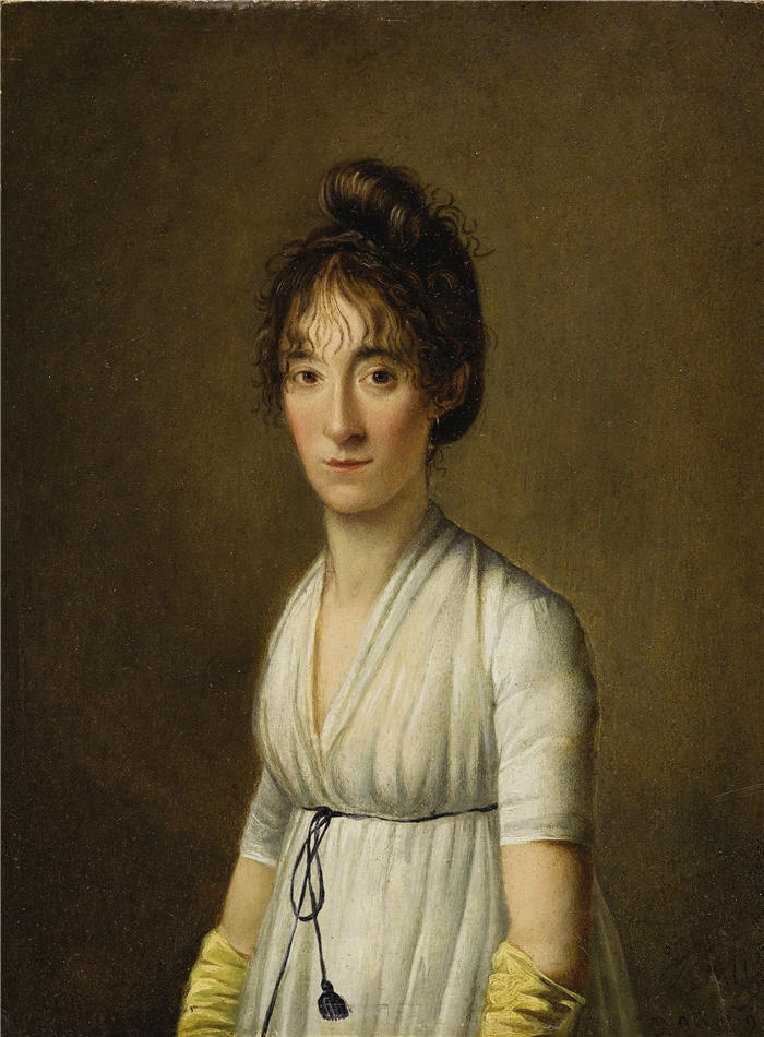 路易·莱奥波德·博伊（Louis Léopold Boilly，法国画家）高清作品-《一个女人的肖像 (1801)》