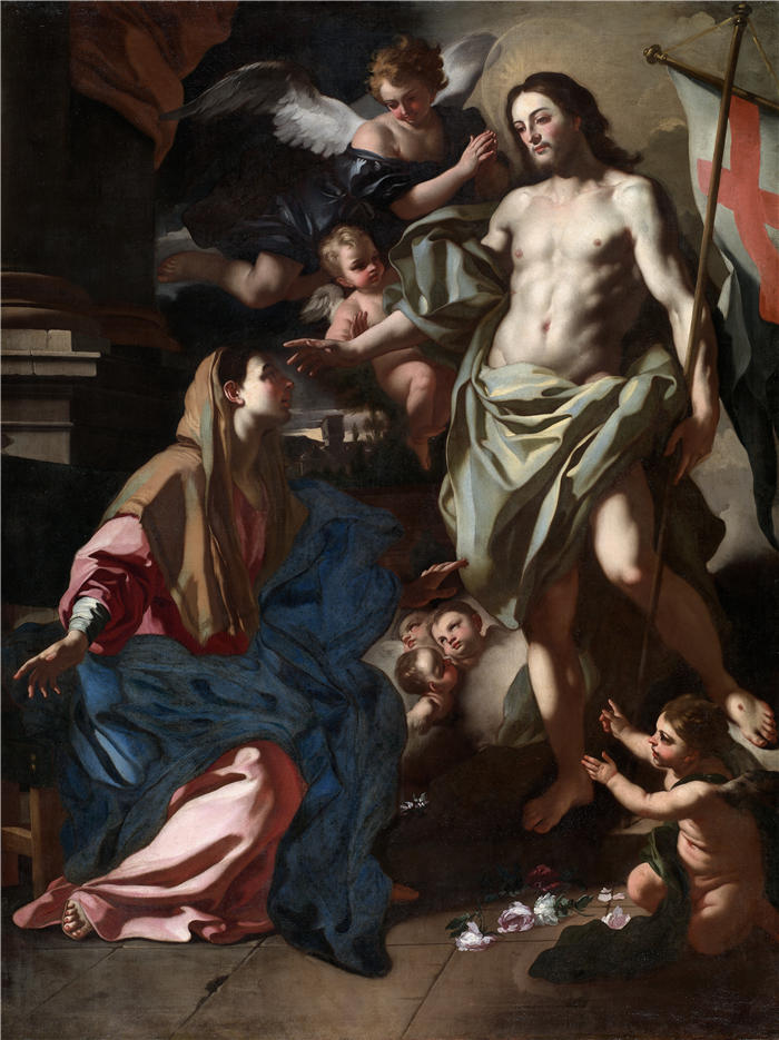 弗朗切斯科·索利梅纳 ( Francesco Solimena,意大利画家)高清作品-《复活的基督向圣母显现(约 1708 年)》