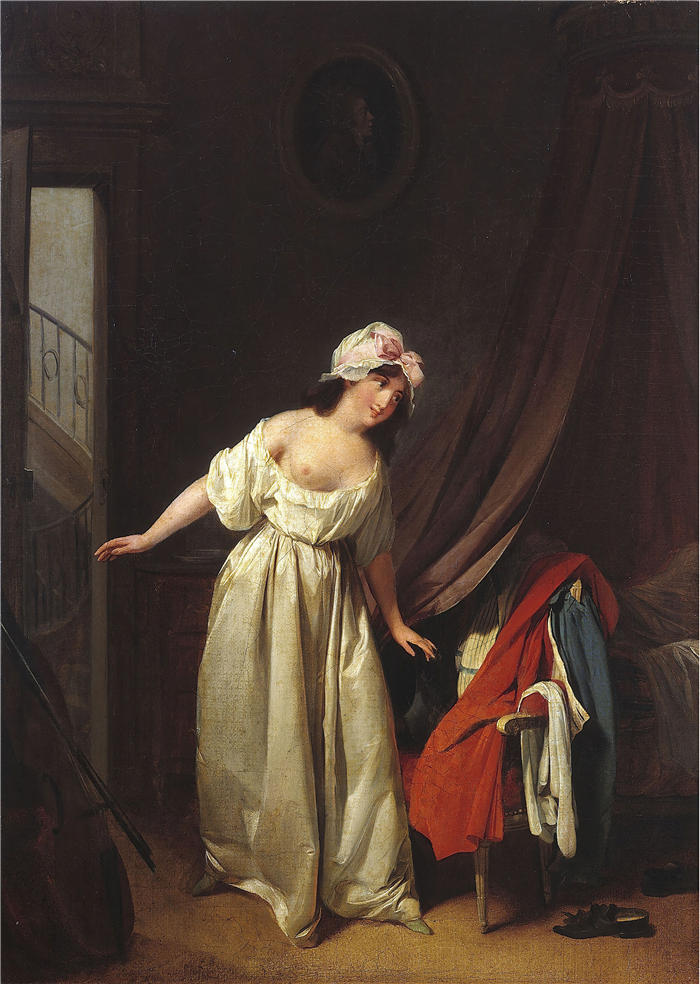 路易·莱奥波德·博伊（Louis Léopold Boilly，法国画家）高清作品-《甜蜜的觉醒 (1795)》