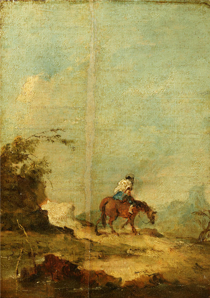 弗朗切斯科·瓜迪(Francesco Guardi,意大利画家)高清作品-《风景中的骑手》