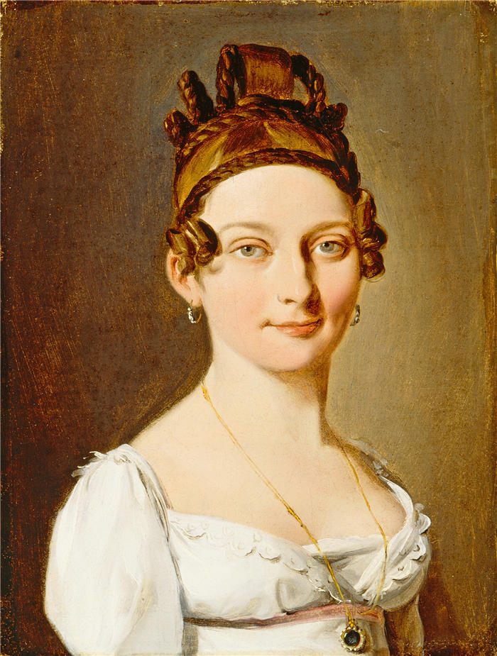 路易·莱奥波德·博伊（Louis Léopold Boilly，法国画家）高清作品-《一位女士的肖像（约 1800 年）》