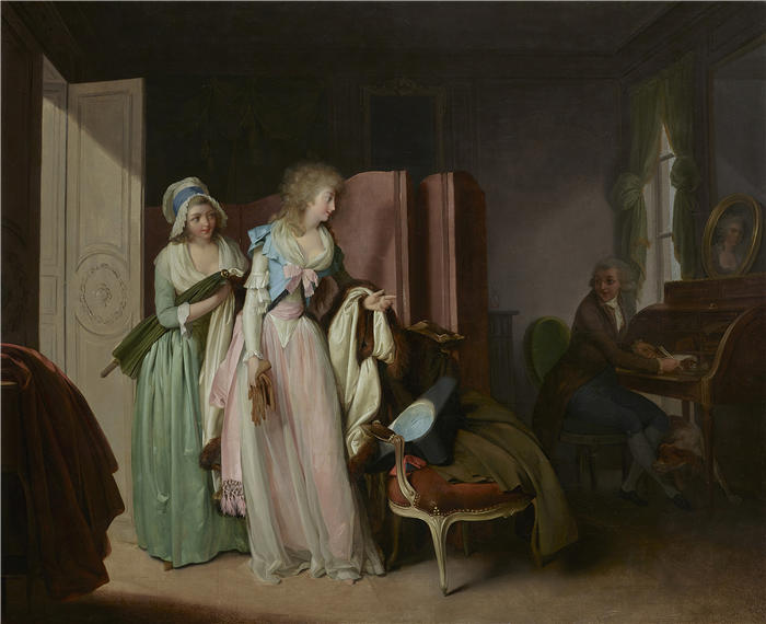 路易·莱奥波德·博伊（Louis Léopold Boilly，法国画家）高清作品-《返回的访问（1789）》