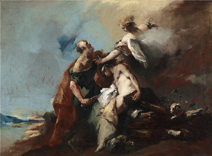 弗朗切斯科·瓜迪（Francesco Guardi，意大利画家)高清作品-《以撒的牺牲（1750 年代）》