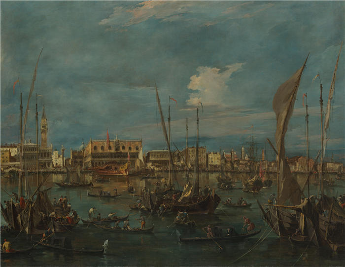 弗朗切斯科·瓜迪（Francesco Guardi，意大利画家)高清作品-《Bacino di San Marco 的威尼斯（约 1765–75 年）》