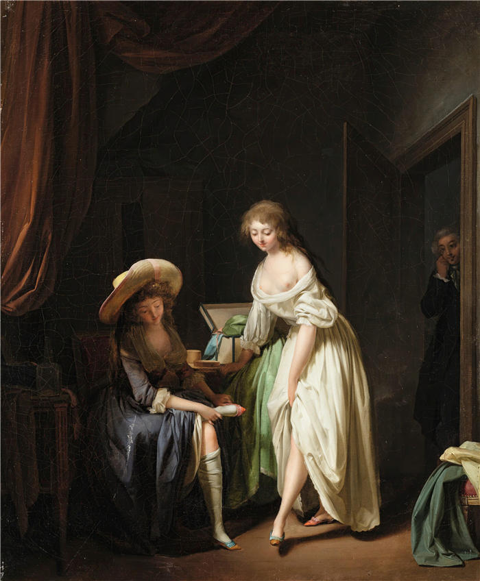 路易·莱奥波德·博伊(Louis Léopold Boilly,法国画家)高清作品-《比较小脚》