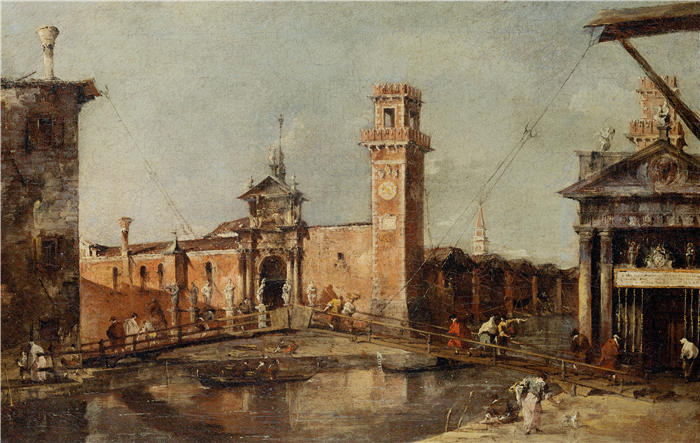 弗朗切斯科·瓜迪（Francesco Guardi，意大利画家)高清作品-《威尼斯兵工厂的入口》