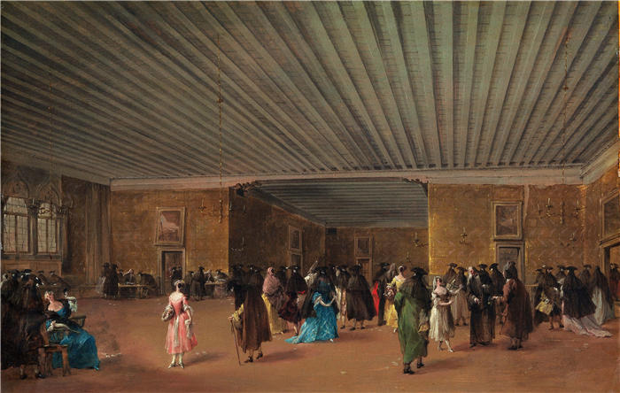 弗朗切斯科·瓜迪（Francesco Guardi，意大利画家)高清作品-《丹多洛宫的 Ridotto Pubblico（约 1765-68 年）》