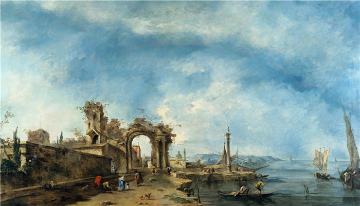 弗朗切斯科·瓜迪（Francesco Guardi，意大利画家)高清作品-《奇妙的风景（约 1765 年）》