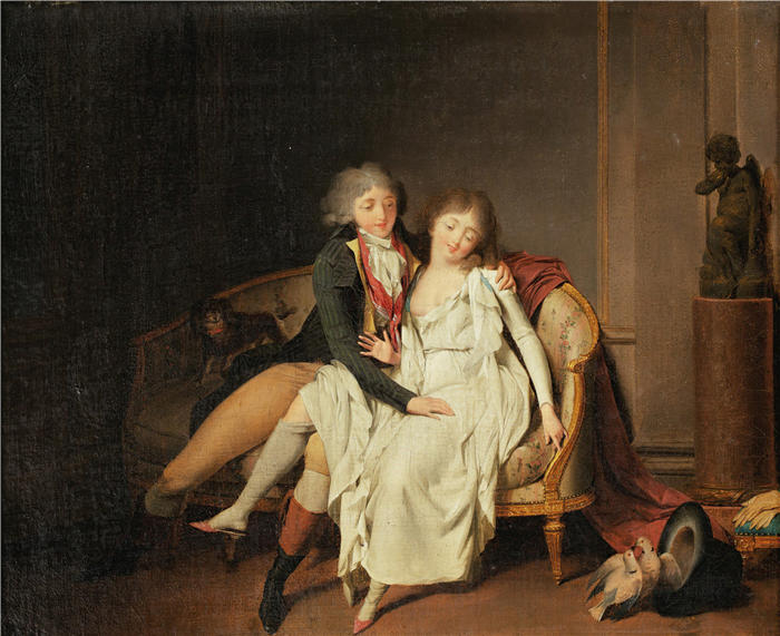 路易·莱奥波德·博伊（Louis Léopold Boilly，法国画家）高清作品-《夫妻结合的教训》