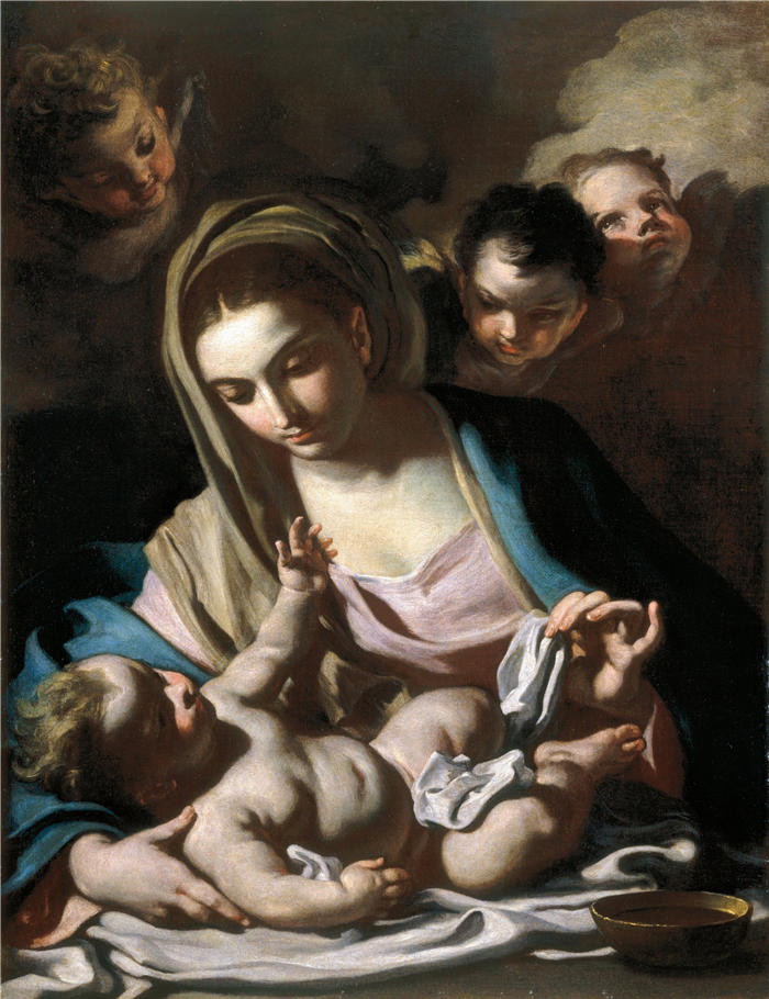 弗朗切斯科·索利梅纳 ( Francesco Solimena,意大利画家)高清作品-《麦当娜和孩子(约 1720 年)》