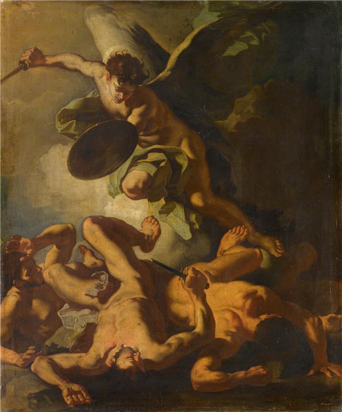 弗朗切斯科·索利梅纳 （ Francesco Solimena，意大利画家）高清作品-《圣迈克尔驱逐反叛天使》