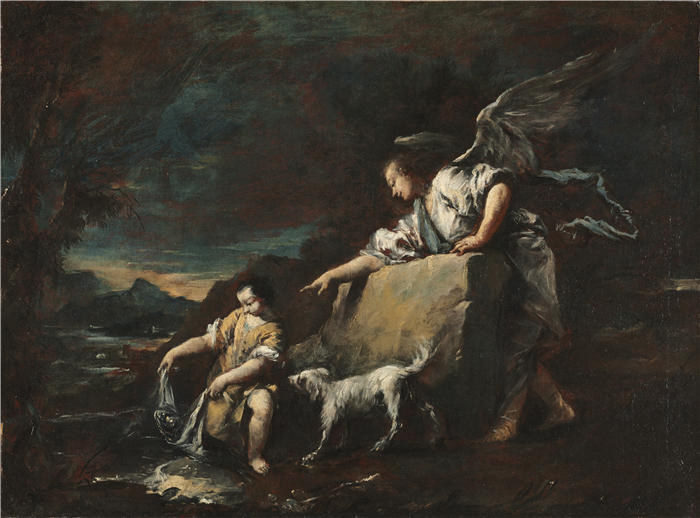 弗朗切斯科·瓜迪（Francesco Guardi，意大利画家)高清作品-《托拜厄斯和天使（1750 年代）》