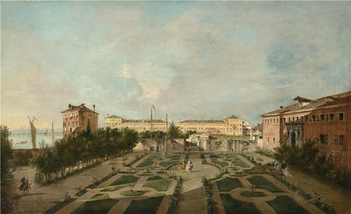 弗朗切斯科·瓜迪（Francesco Guardi，意大利画家)高清作品-《Palazzo Contarini dal Zaffo 花园（1770 年代后期）》