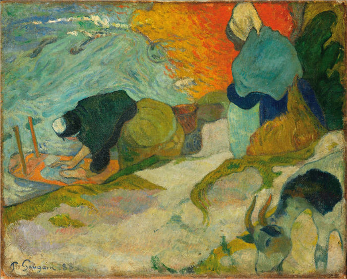 保罗·高更（Paul Gauguin，法国画家）高清作品-《阿尔勒的洗衣妇（1888 年）》