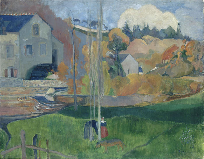 保罗·高更(Paul Gauguin,法国画家)高清作品-《布列塔尼的风景-大卫米尔》