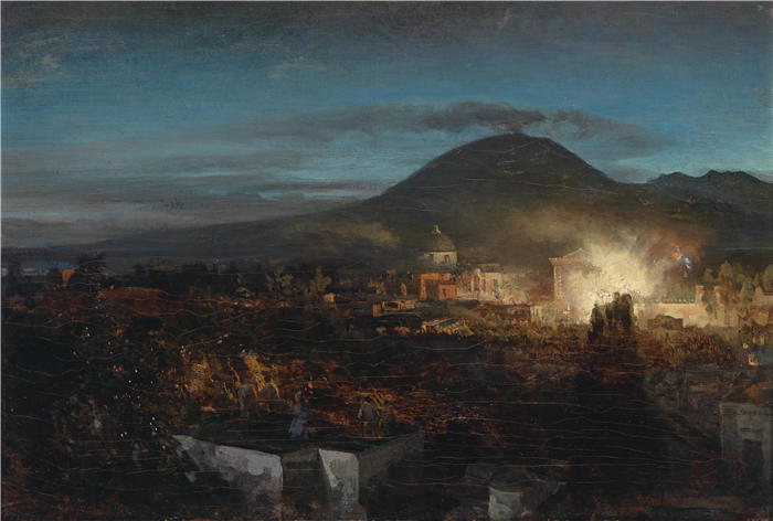 奥斯瓦尔德·阿亨巴赫(Oswald Achenbach,德国画家)高清作品-《阿农齐亚塔大街上的焰火》
