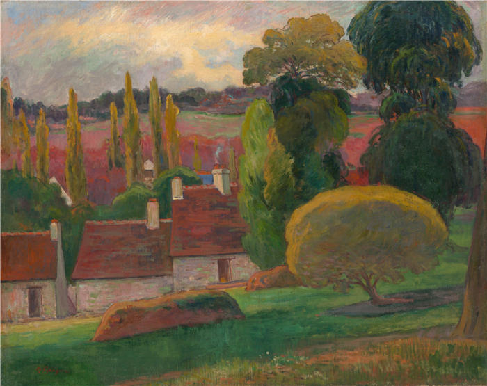 保罗·高更（Paul Gauguin，法国画家）高清作品-《布列塔尼的一个农场（约 1894 年）》