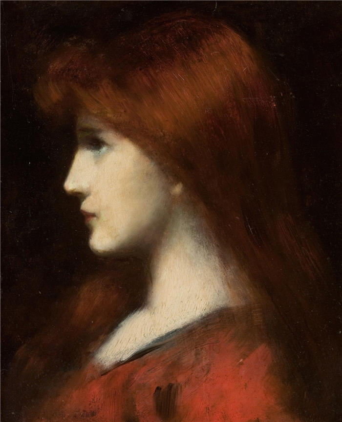 让-雅克·亨纳 (Jean-Jacques Henner，法国画家)高清油画作品-《红头发女人》