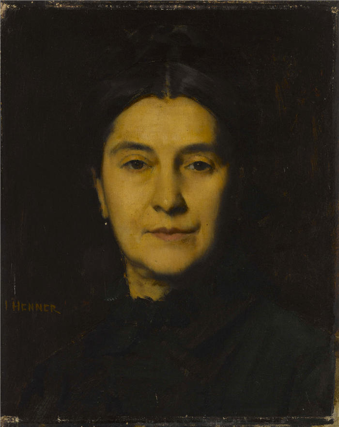 让-雅克·亨纳 (Jean-Jacques Henner，法国画家)高清油画作品-《赫尔佐格夫人肖像 (1875)》