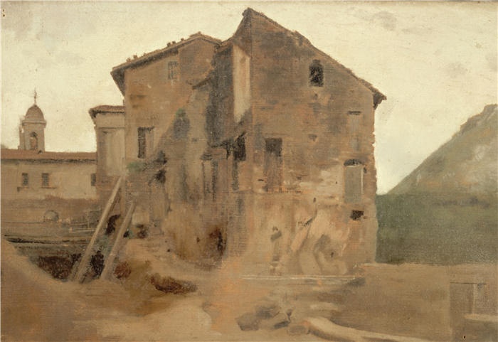让-雅克·亨纳 (Jean-Jacques Henner，法国画家)高清油画作品-《罗马乡村的马苏尔（1859-1864）》
