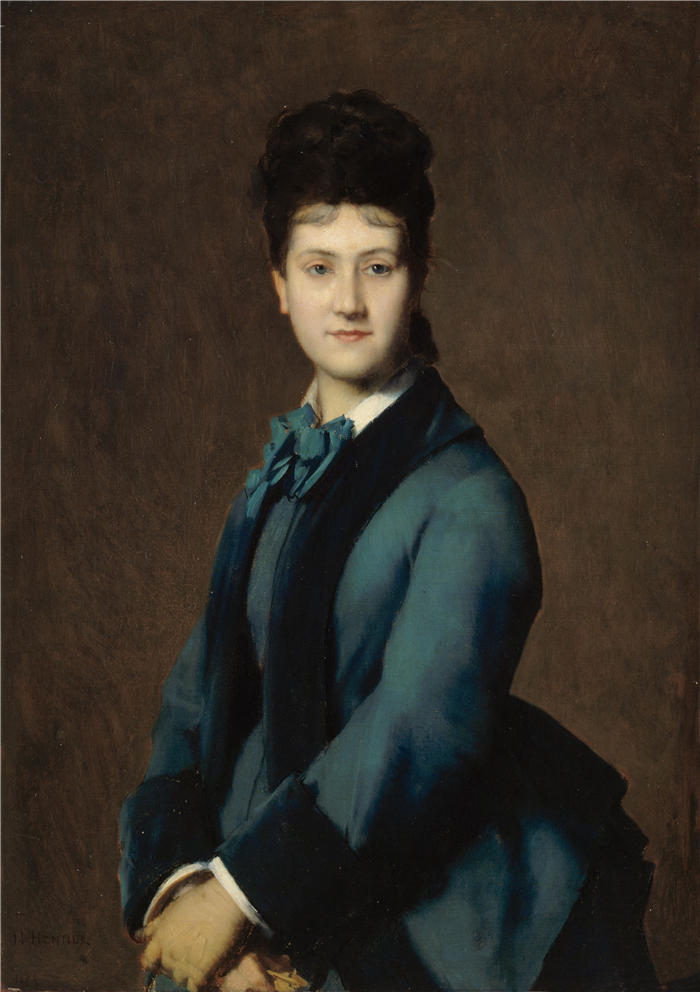 让-雅克·亨纳 (Jean-Jacques Henner，法国画家)高清油画作品-《Jeantaud 夫人肖像 （1875 年）》