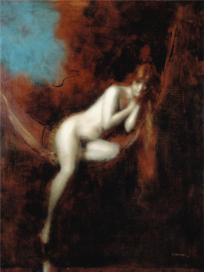 让-雅克·亨纳 (Jean-Jacques Henner,法国画家)高清油画作品-《萨拉·拜涅斯 (1903)》
