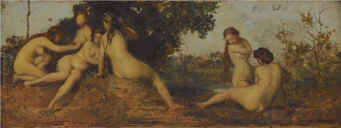 让-雅克·亨纳 (Jean-Jacques Henner，法国画家)高清油画作品-《奈亚德斯 (1873-1877)》
