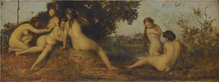 让-雅克·亨纳 (Jean-Jacques Henner,法国画家)高清油画作品-《奈亚德斯 (1873-1877)》